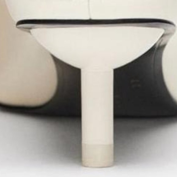Zara Sculptural Kitten Heel Ecru (off) White Mules Slides, Size 37 EU (6.5-7 US) - Picture 3 of 15